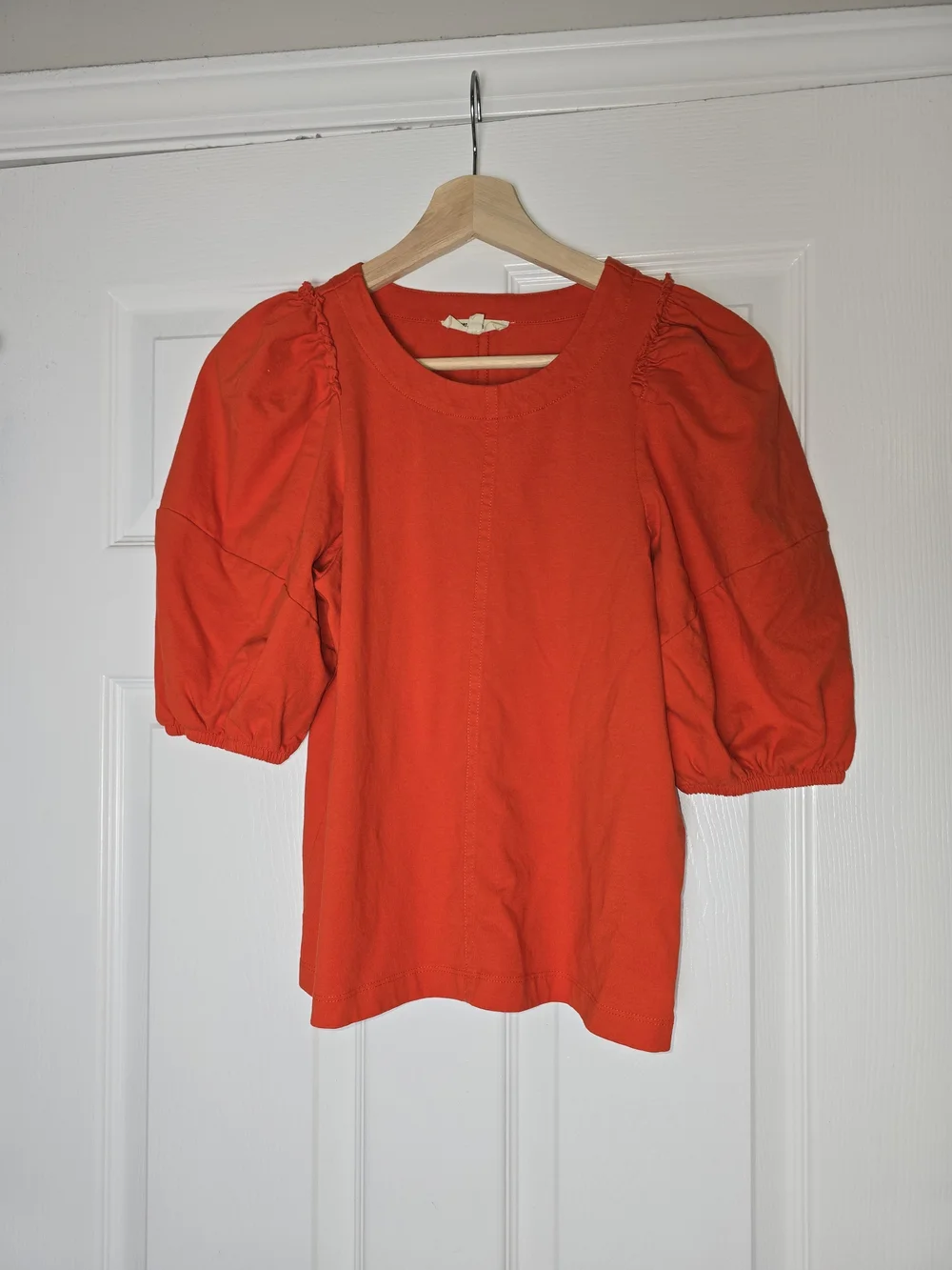 Madewell Orange Red Puff Sleeve Top Size X-Small